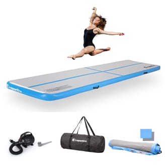 Airtrack inSPORTline Airstunt 400x100x10 cm b�lo-modr� s elektrickou pumpou