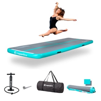 Airtrack inSPORTline Airstunt 400x100x10 cm �edo-tyrkysov� s ru�n� pumpou