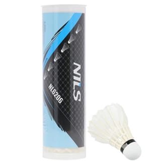 Bílé badmintonové míčky z pěří NILS NL6206 6ks Bílé badmintonové míčky z pěří NILS NL6206 6ks