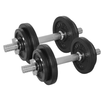 Náhled - Činkový set 2x 10kg nakládací jednoručky TUNTURI Náhled - Činkový set 2x 10kg nakládací jednoručky TUNTURI