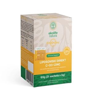 EKOLIFE NATURA Liposomal Direkt C+D3+Zinc 21 sáčků EKOLIFE NATURA Liposomal Direkt C+D3+Zinc 21 sáčků