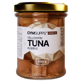 GymSupps Tuňák žlutoploutvý filety ve vlastní šťávě GymSupps Tuňák žlutoploutvý filety ve vlastní šťávě