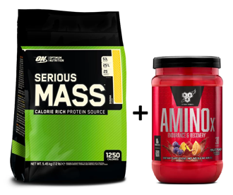 Optimum SERIOUS MASS + BSN Amino-X 435 g GRATIS Optimum SERIOUS MASS + BSN Amino-X 435 g GRATIS