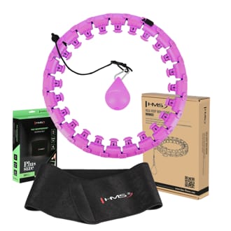 Sada masážní hula hoop HMS HHW12 PLUS Size se závažím a zeštíhlujícího pásu BR163 fialová Sada masážní hula hoop HMS HHW12 PLUS Size se závažím a zeštíhlujícího pásu BR163 fialová