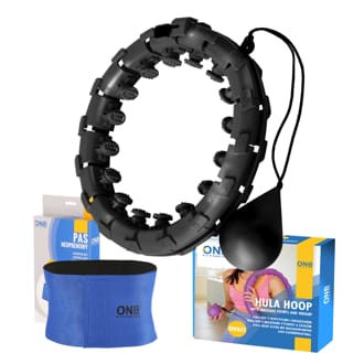 Sada masážní hula hoop ONE Fitness OHA01 se závažím a zeštíhlujícího pásu BR125 černá Sada masážní hula hoop ONE Fitness OHA01 se závažím a zeštíhlujícího pásu BR125 černá