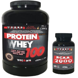 Vitalmax PROTEIN WHEY 100 2300g NEW + BCAA 2000 Vitalmax PROTEIN WHEY 100 2300g NEW + BCAA 2000