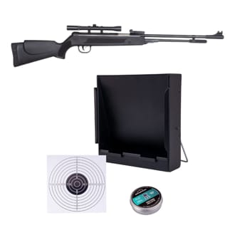 N�hled - Vzduchov� pu�ka inSPORTline B3-3P 4,5mm s pu�kohledem 4x20, diabolkami, lapa�em a pap�rov�mi ter�i