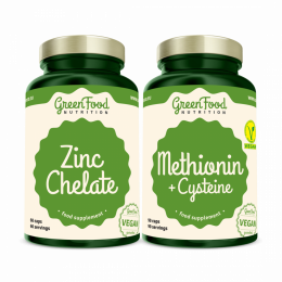 Náhled - GreenFood Nutrition Methionin + Cysteine 90cps. + Zinc Chelate 60 cps.