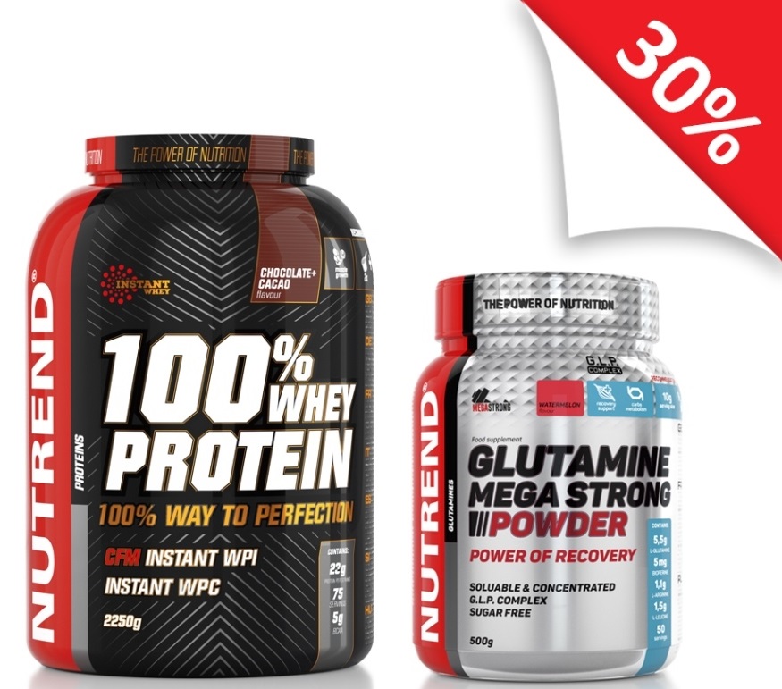 NUTREND 100% WHEY PROTEIN 2250g + GLUTAMIN MEGA STRONG POWDER | fitness.cz